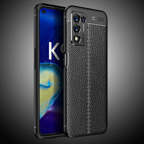 Oppo K9S 5G用シリコンケース ソフトタッチラバー レザー柄 カバー S02 Oppo ブラック