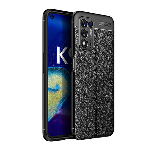 Oppo K9S 5G用シリコンケース ソフトタッチラバー レザー柄 カバー Oppo ブラック