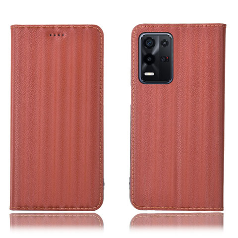 Oppo K9X 5G用手帳型 レザーケース スタンド カバー H23P Oppo ブラウン