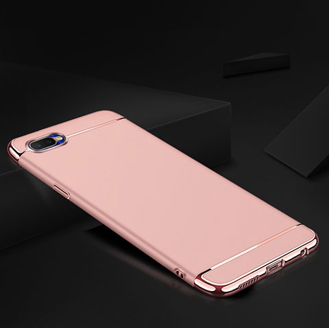 Oppo R17 Neo用ケース 高級感 手触り良い メタル兼シリコン バンパー M02 Oppo ローズゴールド