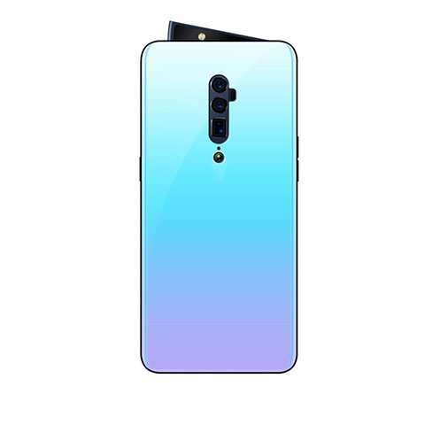 Oppo Reno 10X Zoom用ハイブリットバンパーケース プラスチック 鏡面 虹 グラデーション 勾配色 カバー Oppo シアン