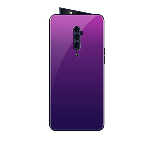 Oppo Reno 10X Zoom用ハイブリットバンパーケース プラスチック 鏡面 虹 グラデーション 勾配色 カバー Oppo パープル