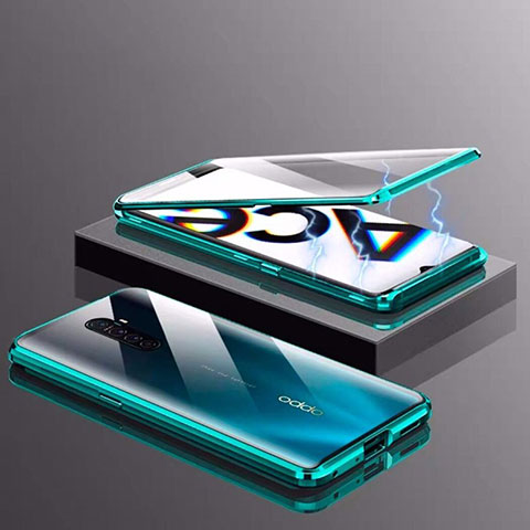 Oppo Reno Ace用ケース 高級感 手触り良い アルミメタル 製の金属製 360度 フルカバーバンパー 鏡面 カバー M03 Oppo グリーン