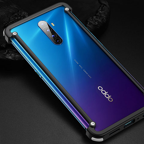 Oppo Reno Ace用ケース 高級感 手触り良い アルミメタル 製の金属製 バンパー カバー Oppo ブラック