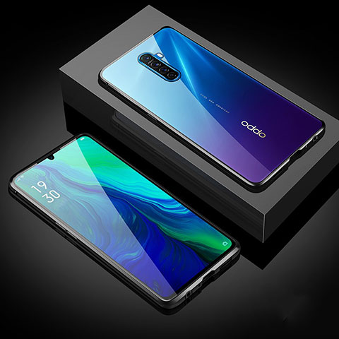 Oppo Reno Ace用ケース 高級感 手触り良い アルミメタル 製の金属製 360度 フルカバーバンパー 鏡面 カバー M05 Oppo ブラック