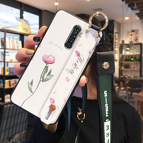 Oppo Reno Ace用シリコンケース ソフトタッチラバー 花 カバー Z01 Oppo ピンク