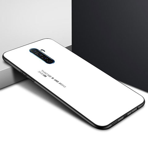 Oppo Reno Ace用ハイブリットバンパーケース プラスチック パターン 鏡面 カバー Oppo ホワイト