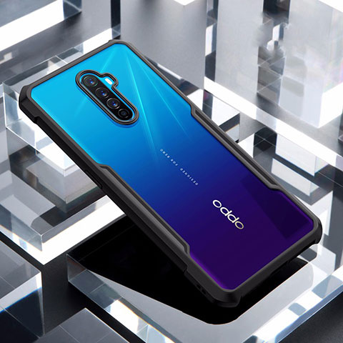 Oppo Reno Ace用ハイブリットバンパーケース クリア透明 プラスチック 鏡面 カバー Oppo ブラック