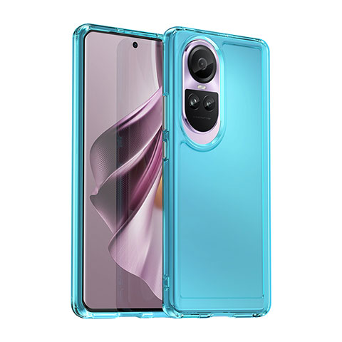 Oppo Reno10 5G用ハイブリットバンパーケース クリア透明 プラスチック カバー J02S Oppo ネイビー