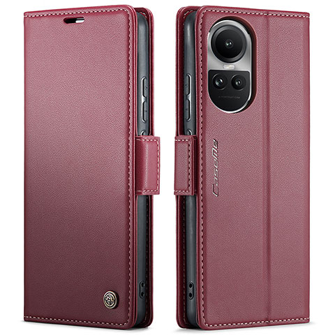 Oppo Reno10 5G用手帳型 レザーケース スタンド カバー C03S Oppo ワインレッド