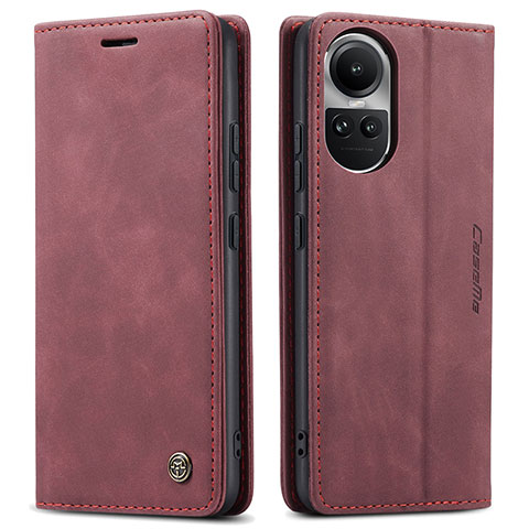 Oppo Reno10 5G用手帳型 レザーケース スタンド カバー C01S Oppo ワインレッド