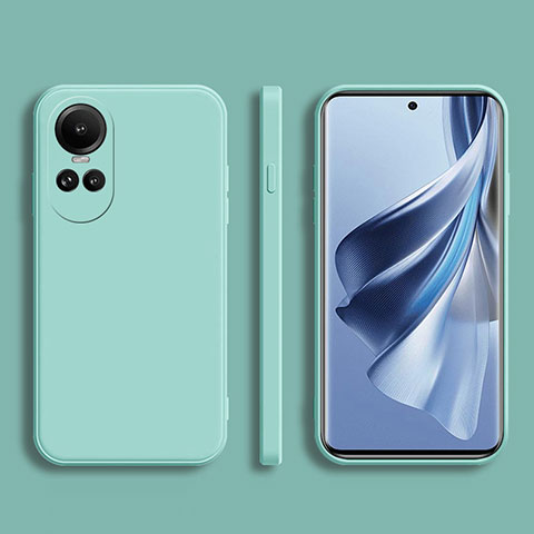 Oppo Reno10 5G用360度 フルカバー極薄ソフトケース シリコンケース 耐衝撃 全面保護 バンパー Oppo シアン