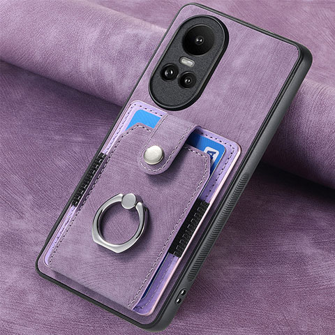 Oppo Reno10 Pro 5G用シリコンケース ソフトタッチラバー レザー柄 カバー SD1 Oppo ラベンダー