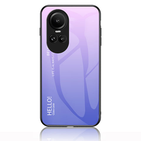 Oppo Reno10 Pro 5G用ハイブリットバンパーケース プラスチック 鏡面 虹 グラデーション 勾配色 カバー LS1 Oppo ラベンダー