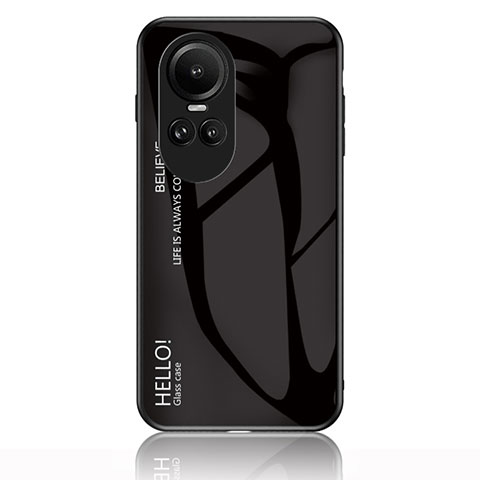 Oppo Reno10 Pro 5G用ハイブリットバンパーケース プラスチック 鏡面 虹 グラデーション 勾配色 カバー LS1 Oppo ブラック