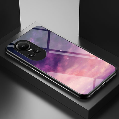 Oppo Reno10 Pro 5G用ハイブリットバンパーケース プラスチック パターン 鏡面 カバー LS2 Oppo パープル