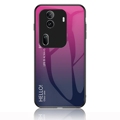 Oppo Reno11 Pro 5G用ハイブリットバンパーケース プラスチック 鏡面 虹 グラデーション 勾配色 カバー LS1 Oppo ローズレッド