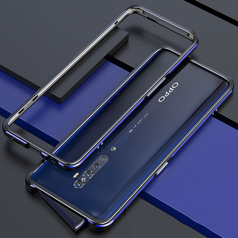 Oppo Reno2用ケース 高級感 手触り良い アルミメタル 製の金属製 バンパー カバー Oppo ネイビー・ブラック