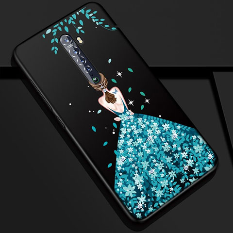 Oppo Reno2用シリコンケース ソフトタッチラバー バタフライ ドレスガール ドレス少女 カバー S01 Oppo ネイビー