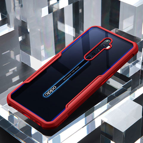 Oppo Reno2 Z用ハイブリットバンパーケース クリア透明 プラスチック 鏡面 カバー Oppo レッド