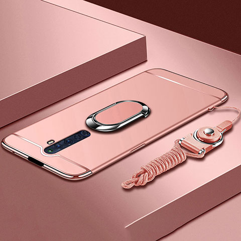 Oppo Reno2 Z用ケース 高級感 手触り良い メタル兼プラスチック バンパー アンド指輪 A01 Oppo ローズゴールド