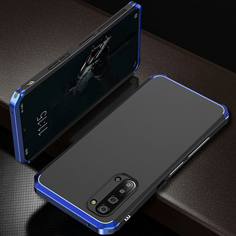 Oppo Reno3用ケース 高級感 手触り良い アルミメタル 製の金属製 カバー T01 Oppo ネイビー・ブラック