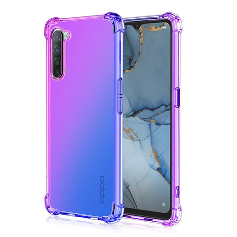 Oppo Reno3用極薄ソフトケース グラデーション 勾配色 クリア透明 G01 Oppo パープル