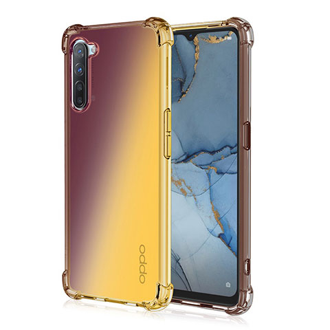 Oppo Reno3用極薄ソフトケース グラデーション 勾配色 クリア透明 G01 Oppo ゴールド