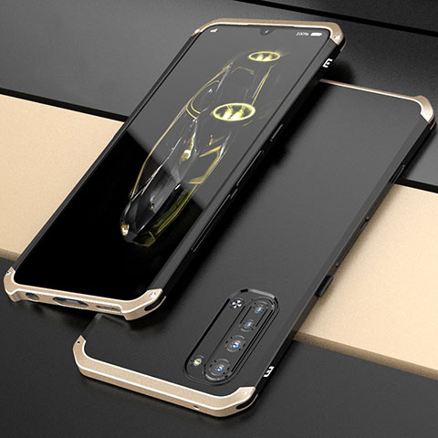 Oppo Reno3用ケース 高級感 手触り良い アルミメタル 製の金属製 カバー Oppo ゴールド・ブラック