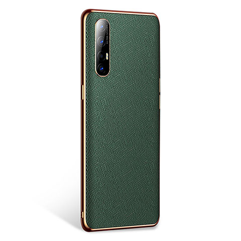 Oppo Reno3 Pro用ケース 高級感 手触り良いレザー柄 L02 Oppo グリーン