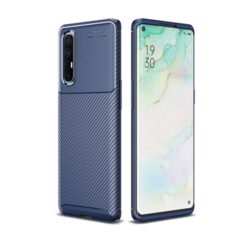 Oppo Reno3 Pro用シリコンケース ソフトタッチラバー ツイル カバー Oppo ネイビー