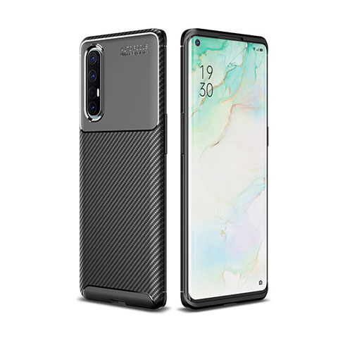 Oppo Reno3 Pro用シリコンケース ソフトタッチラバー ツイル カバー Oppo ブラック