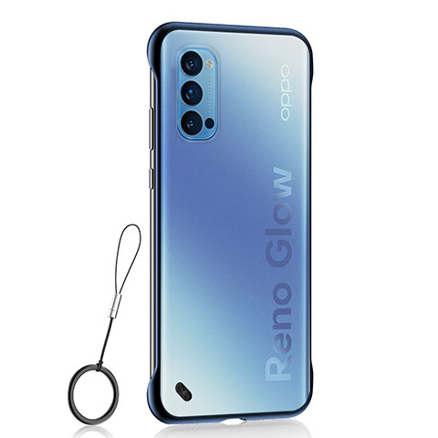 Oppo Reno4 5G用ハードカバー クリスタル クリア透明 H02 Oppo ネイビー