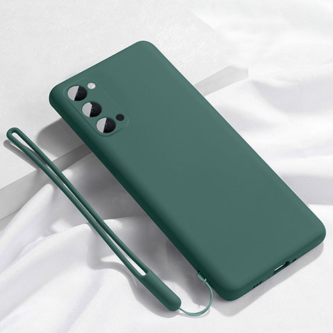 Oppo Reno4 5G用360度 フルカバー極薄ソフトケース シリコンケース 耐衝撃 全面保護 バンパー C02 Oppo グリーン