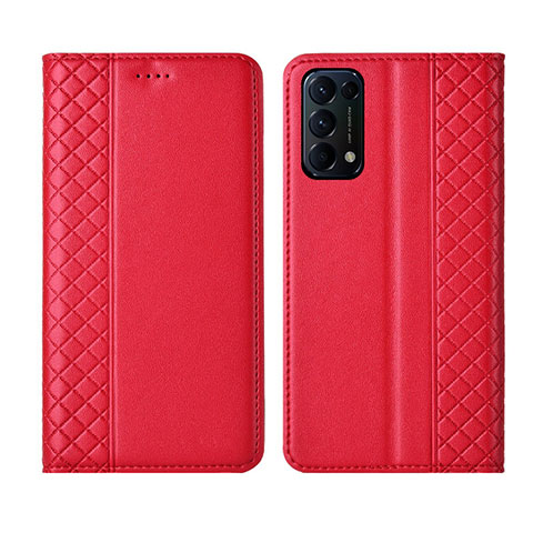 Oppo Reno5 Pro 5G用手帳型 レザーケース スタンド カバー L04 Oppo レッド