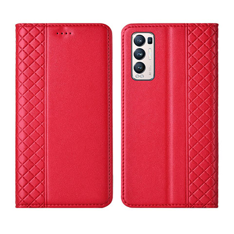 Oppo Reno5 Pro+ Plus 5G用手帳型 レザーケース スタンド カバー L01 Oppo レッド