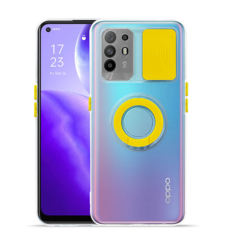 Oppo Reno5 Z 5G用極薄ソフトケース シリコンケース 耐衝撃 全面保護 クリア透明 スタンド Oppo イエロー