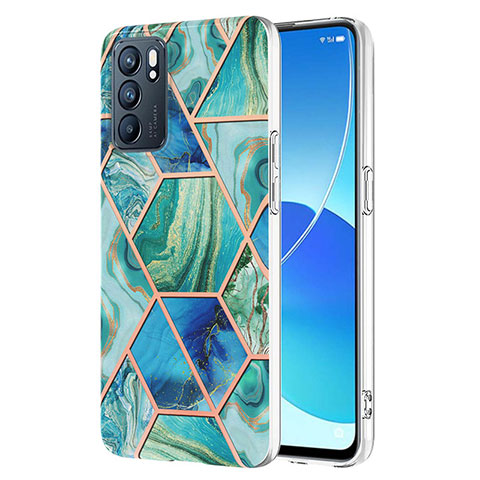 Oppo Reno6 5G用シリコンケース ソフトタッチラバー バタフライ パターン カバー Y01B Oppo グリーン