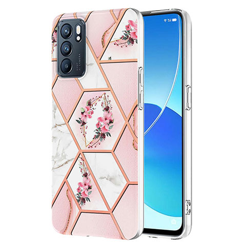 Oppo Reno6 5G用シリコンケース ソフトタッチラバー バタフライ パターン カバー Y02B Oppo ピンク