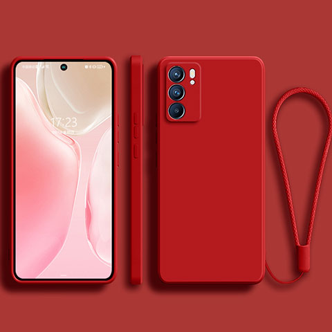 Oppo Reno6 5G用360度 フルカバー極薄ソフトケース シリコンケース 耐衝撃 全面保護 バンパー S01 Oppo レッド