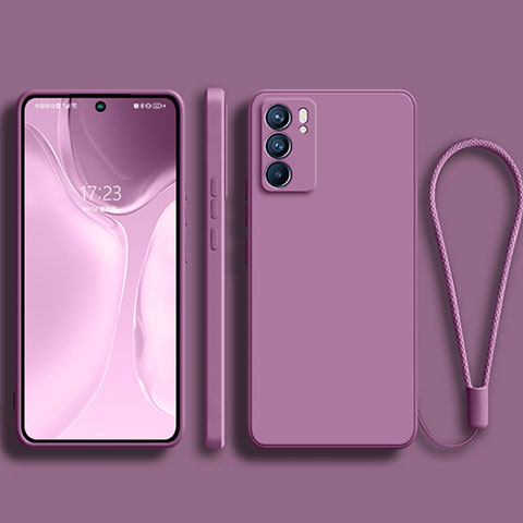 Oppo Reno6 5G用360度 フルカバー極薄ソフトケース シリコンケース 耐衝撃 全面保護 バンパー S01 Oppo パープル