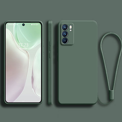 Oppo Reno6 5G用360度 フルカバー極薄ソフトケース シリコンケース 耐衝撃 全面保護 バンパー S01 Oppo モスグリー