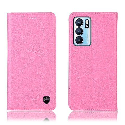 Oppo Reno6 5G用手帳型 レザーケース スタンド カバー H04P Oppo ピンク