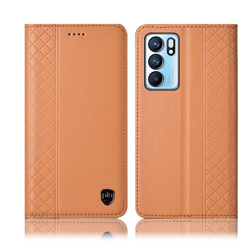 Oppo Reno6 5G用手帳型 レザーケース スタンド カバー H10P Oppo オレンジ