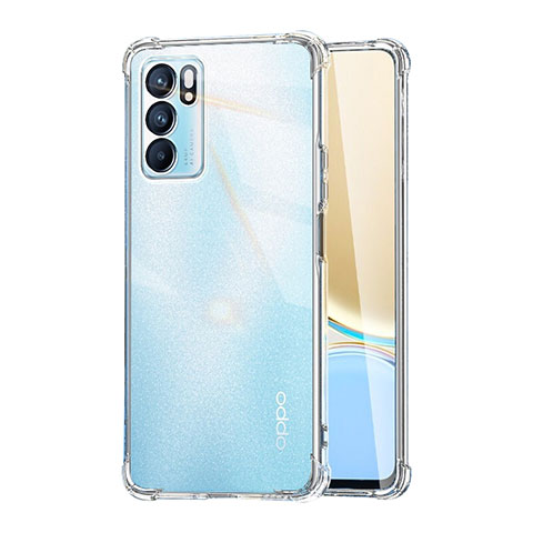 Oppo Reno6 5G用極薄ソフトケース シリコンケース 耐衝撃 全面保護 クリア透明 T04 Oppo クリア