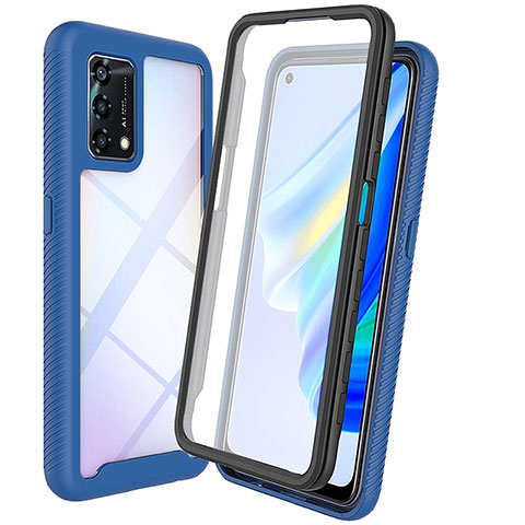 Oppo Reno6 Lite用360度 フルカバー ハイブリットバンパーケース クリア透明 プラスチック カバー Oppo ネイビー