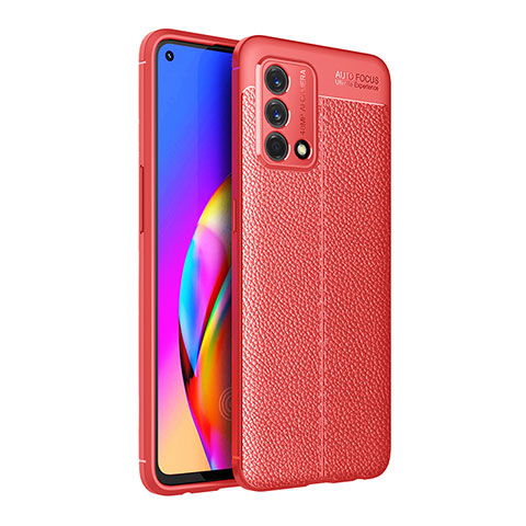 Oppo Reno6 Lite用シリコンケース ソフトタッチラバー レザー柄 カバー Oppo レッド