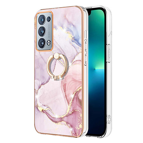 Oppo Reno6 Pro 5G用シリコンケース ソフトタッチラバー バタフライ パターン カバー アンド指輪 Y05B Oppo ピンク