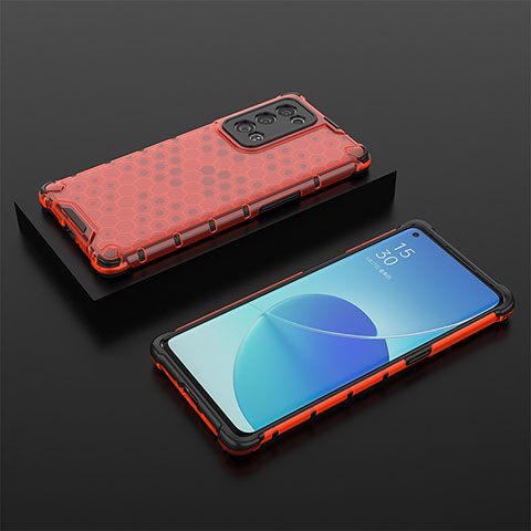 Oppo Reno6 Pro 5G用360度 フルカバー ハイブリットバンパーケース クリア透明 プラスチック カバー AM3 Oppo レッド