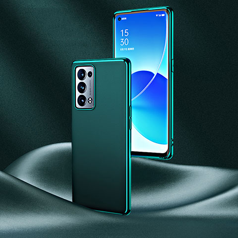 Oppo Reno6 Pro 5G用ケース 高級感 手触り良いレザー柄 GS4 Oppo グリーン